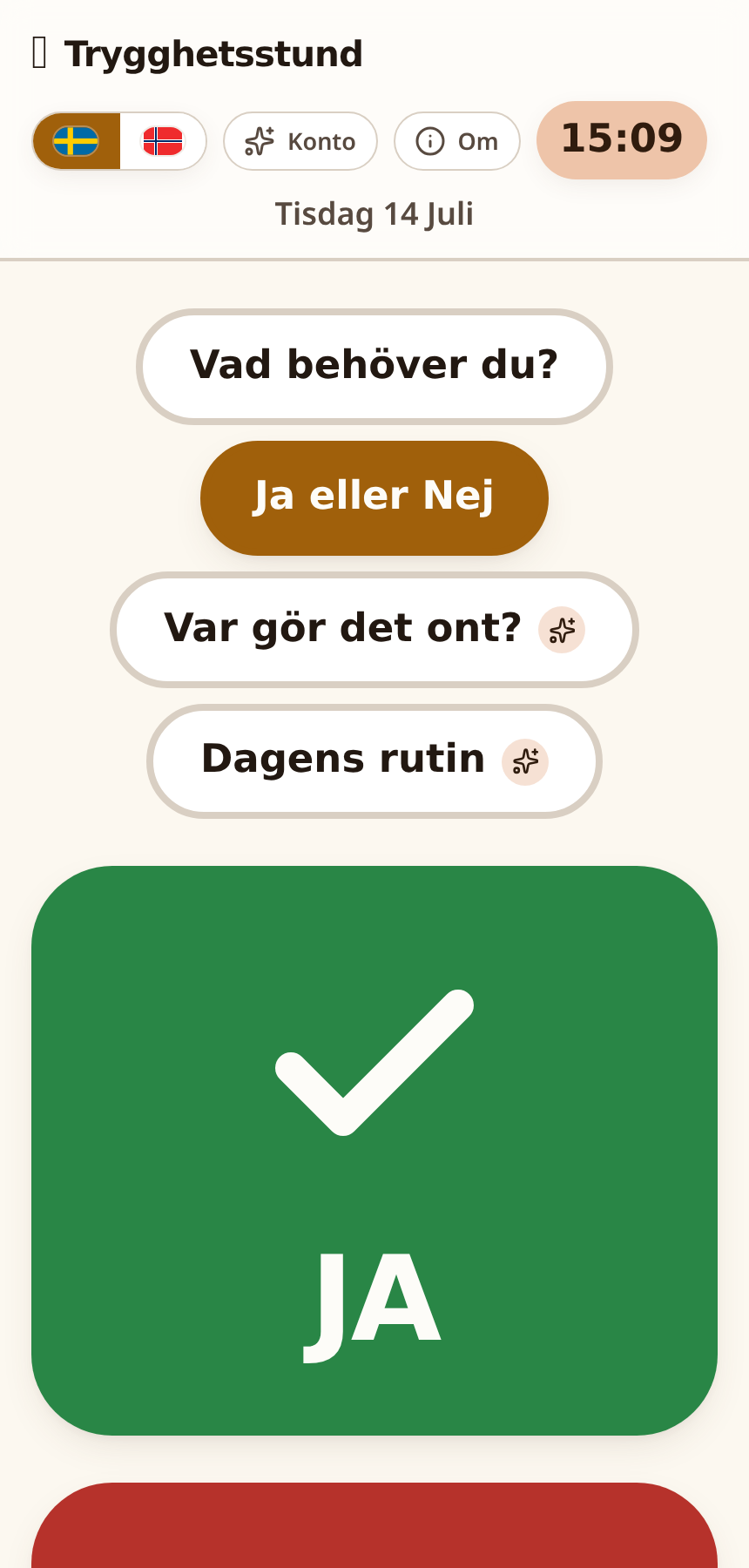 Skärmbild – Ja eller Nej